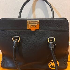 Michael Kors Black Satchel with Gold Accents